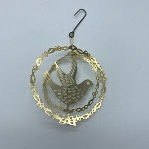 Bird Dove 24K Gold Finish Brass Christmas Ornament